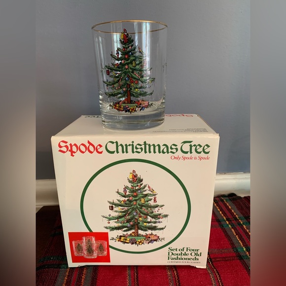 Spode Dining Four Spode Christmas Tree Double Old Fashioned Glasses